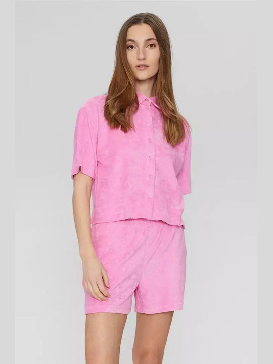 Numph Women's Blouse Short Sleeve Fuchsia