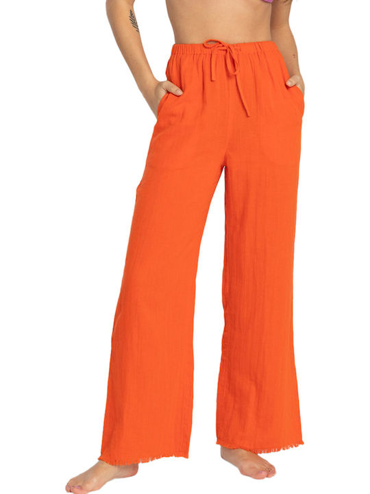 That Smile Women's Fabric Trousers Orange