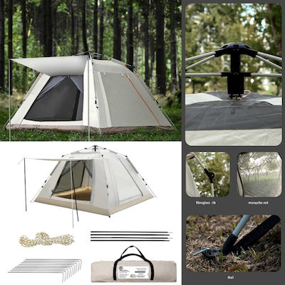 Summertiempo Automat Cort de camping Alb 4 Sezoane pentru 4 persoane 210x210x145cm