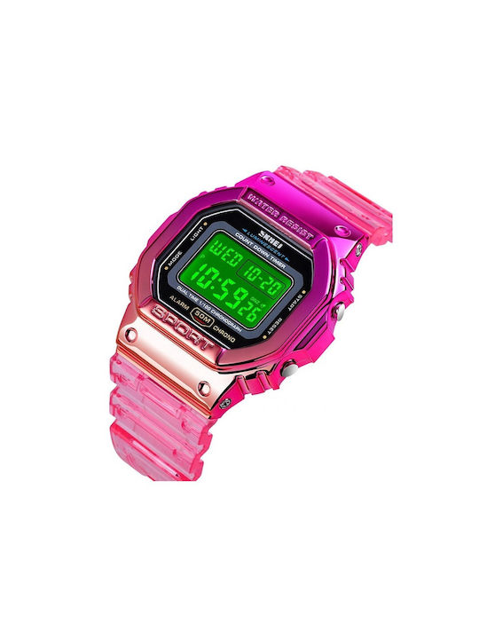 Skmei 1622 Digital Watch with Pink Rubber Strap...