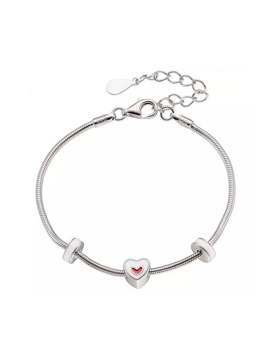 Oxzen Silver Kids Bracelet Platinum-Plated White Heart