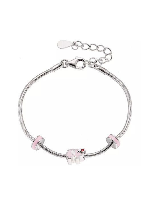 Oxzen Silver Plated Kids Bracelet with Rose Elephant