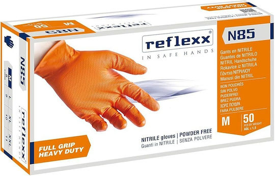 Reflexx Gloves for Work Disposable Orange Nitrile 50pcs