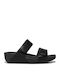 Leder Flache Sandalen für Damen in Schwarz Farbe