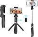 Techsuit Selfie Stick με Bluetooth / Τηλεχειριστήριο Μαύρο