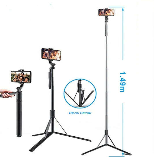 Techsuit Baston pentru selfie cu Bluetooth / Telecomandă Negru
