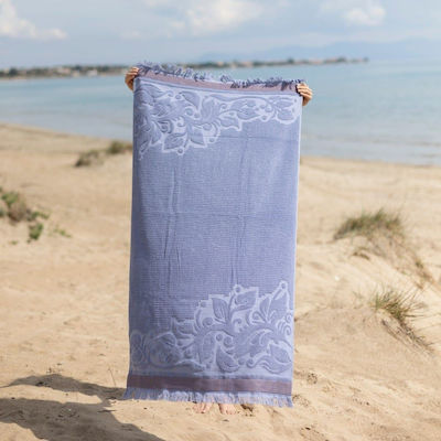 White Fabric Prosop de Plajă Bumbac Albastră 160x80cm.