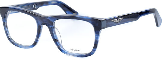 Police Men's Blue Acetate Prescription Eyeglass Frame VPLE37N 06WR