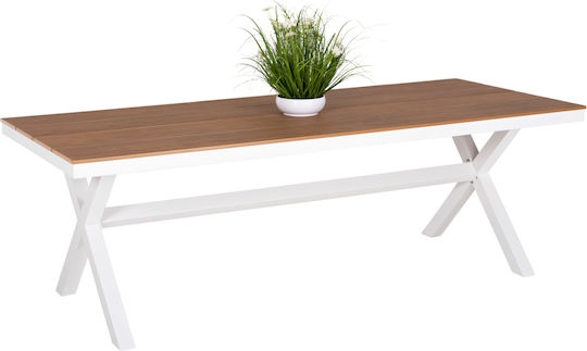 Маса Стабилна Polywood със Скелет от Алуминий White-polywood Natural 219.5x89.5бр