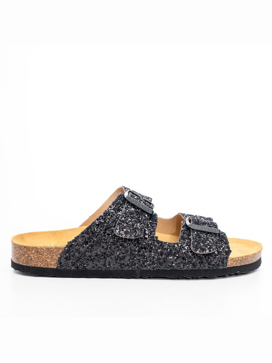 Plakton Piele Sandale dama Black Glitter