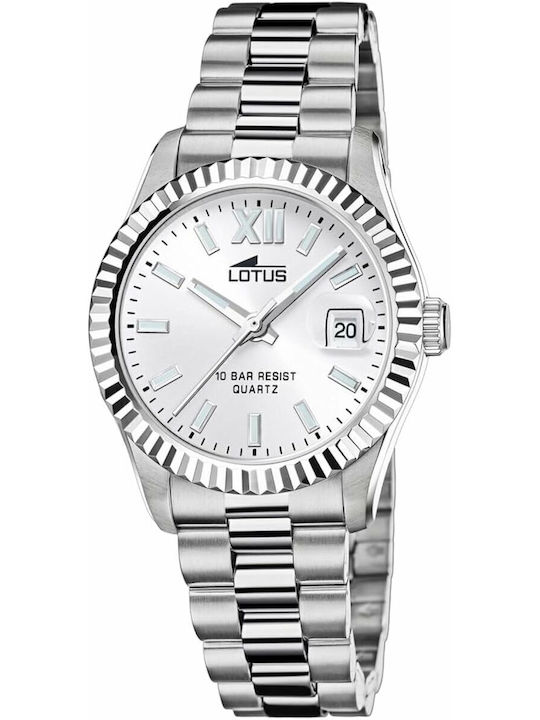 Lotus Watches Ανδρικό Ρολόι Μπαταρίας με Ασημί ...