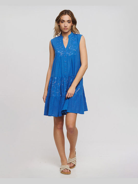 Ble Resort Collection Mini Hemdkleid Kleid Blue
