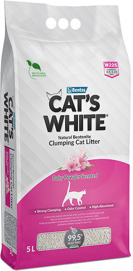 Cat's White Nisip pentru Pisici Bentonită cu Aromă Pudră pentru copii 5lt