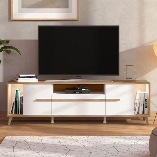 Έπιπλο Τηλεόρασης Orleans Λευκό-λευκό High Gloss Μ189xΠ40xΥ52cm