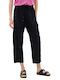 Namaste Women's Linen Cargo Trousers with Elastic Black