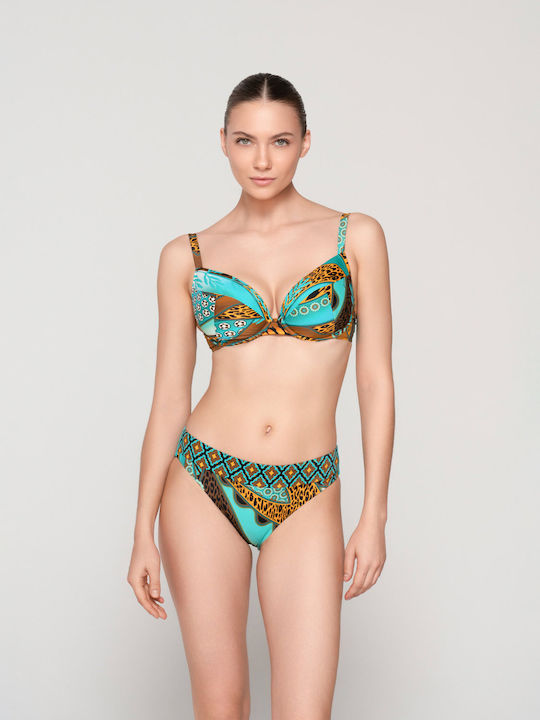 Luna Padded Bikini Bra with Adjustable Straps Multicolour Animal Print