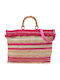 Verde Stoff Strandtasche Fuchsia