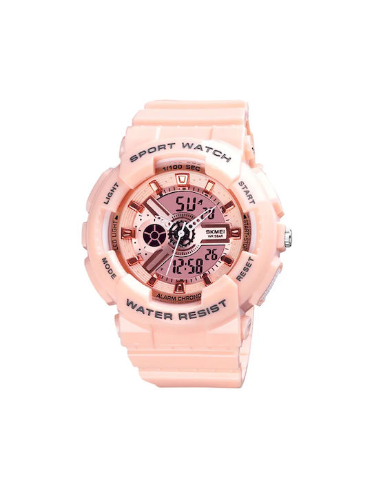 Skmei 1689 Analog/Digital Watch Chronograph Battery with Pink Rubber Strap