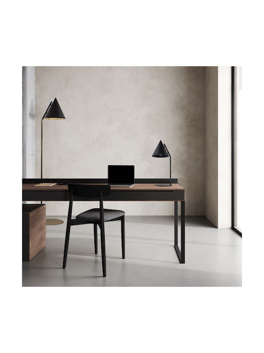 TK Lighting Metal Table Lamp for Socket E27 with Black Shade and Base