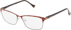 Police Women's Metal Prescription Eyeglass Frame Brown