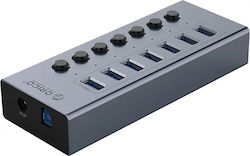 Orico EU USB Хъб 7 Порта (USB-A) BT2U3-7AB-EU-GY-BP