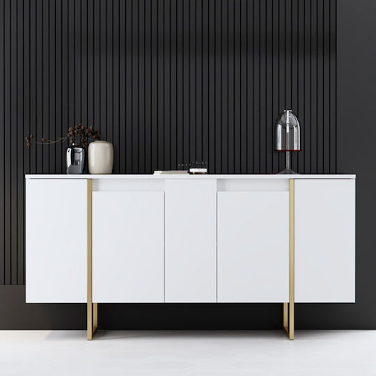 Μπουφές Luxe Ξύλινος Λευκό - Χρυσό 160x35x80cm