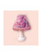 Oxygen Gold Leafs Ceramic Table Lamp for E27 Socket with Pink Shade and White Base
