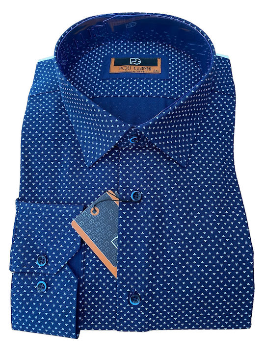 Domino Men's Shirt Long-sleeved Cotton Blue