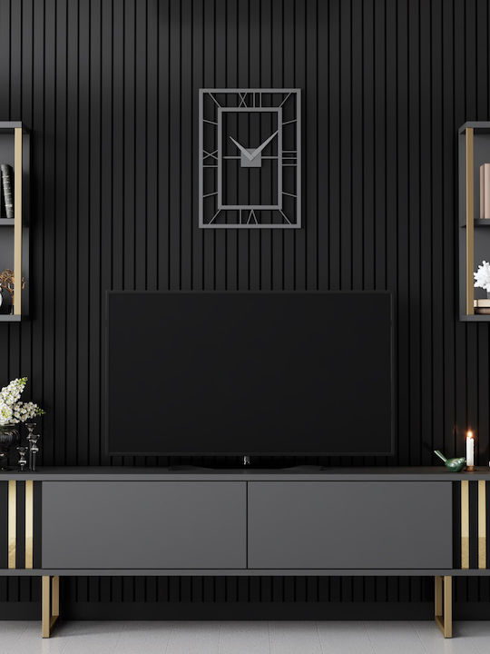 Wohnzimmer TV-Einheit Goldline Charcoal - Gold ...