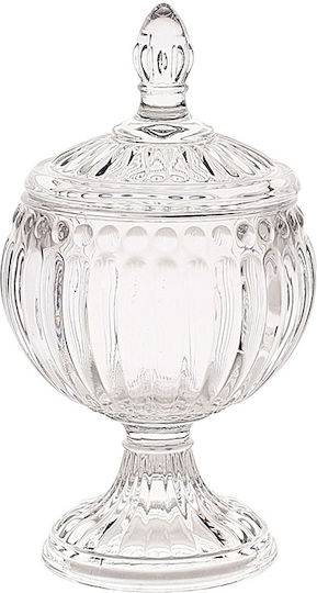 The Home Deco Factory Glass Sweet Jar with Lid Transparent 8x8x15cm