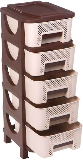 Homeplast Plastic Food Rack with Drawers 4 Tiers Brown 42x38x95cm
