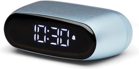 Lexon Tabletop Digital LCD Clock Plastic with Alarm Clock Light Blue LR154LB1