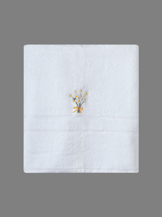 Silk Fashion Bath Towel Chamomile 100x150cm White
