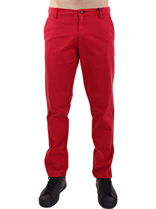 Pantaloni Chino Elastic cu Croială Normală Red
