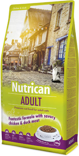 Nutrican Ξηρά Τροφή για Ενήλικες Γάτες με Κοτόπουλο / Κρέας / Πάπια / Ρύζι / Καλαμπόκι / Συκώτι / Ρέγγα 10kg