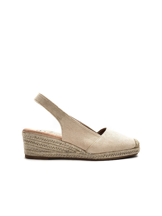 Plato Platforme dama în stil espadrile Bej