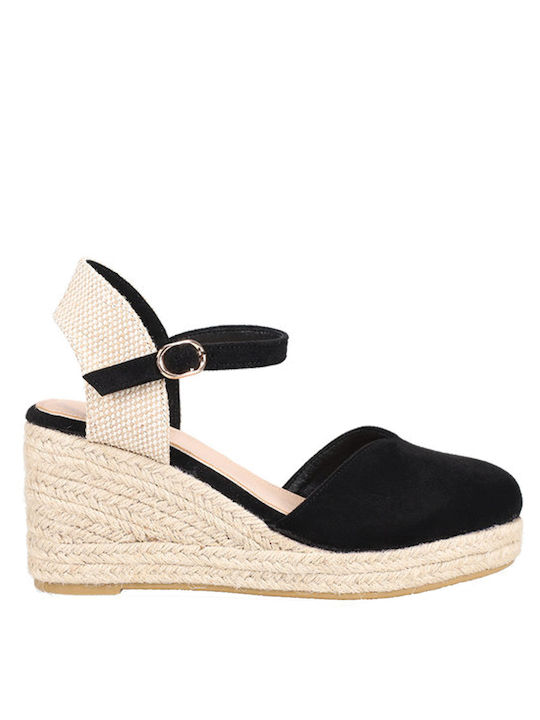 Migato Platforme dama în stil espadrile Negre