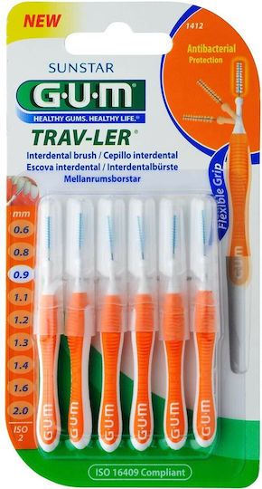 GUM Trav-ler 1412 Interdental Brushes 0.9mm Orange 6pcs