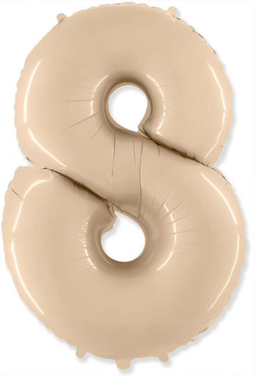 Balloon Shape Number 8 Ivory Satin Cream 90 cm Height Unpackaged
