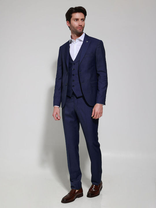 Tresor Men's Suit with Vest Blue