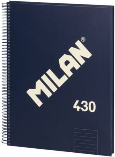 Caiet cu spirală A4 copertă tare 80 foi 95gsm albastru Milan