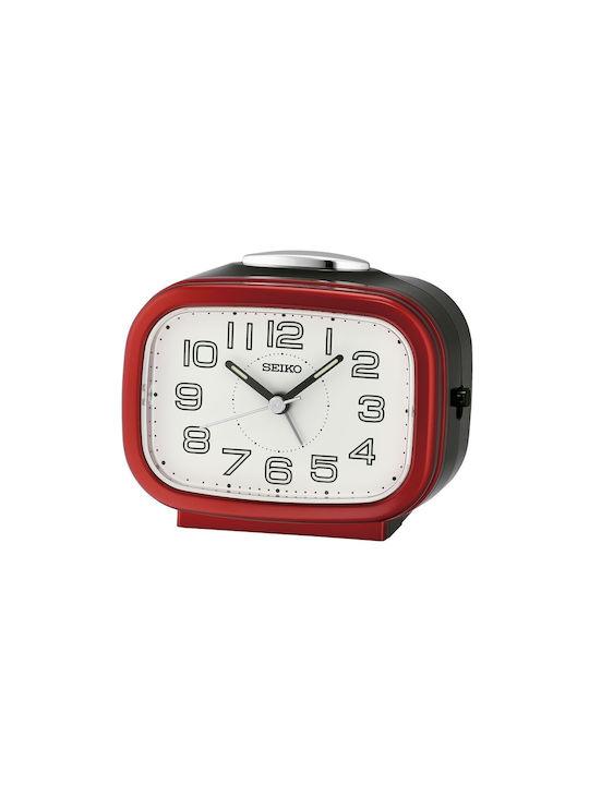 Seiko Silent Tabletop Clock with Indicators with Alarm Clock Red QHK060R