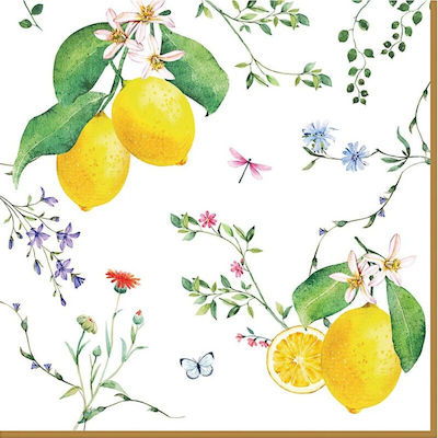 R2s Luxury Napkins Fleurs Citrons 20pcs