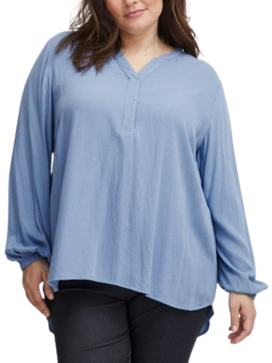 Fransa Women's Blouse Long Sleeve Blue