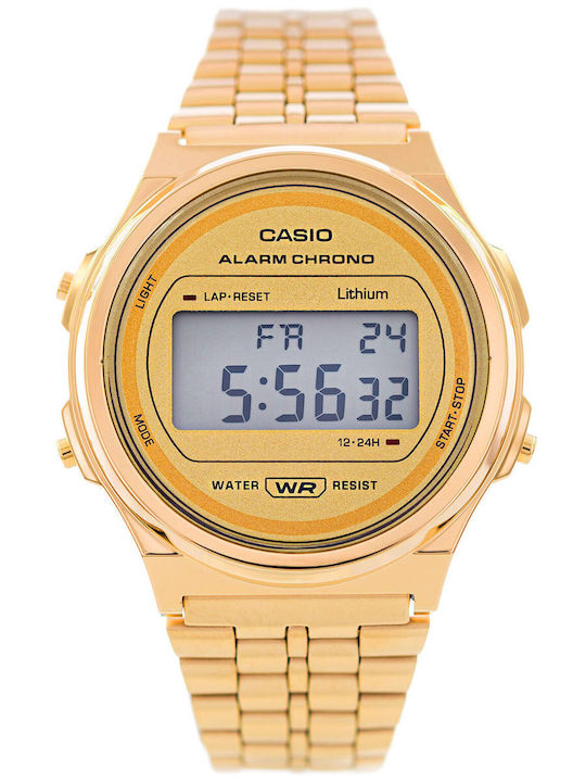 Casio Vintage Iconic Ψηφιακό Γυναικείο Ρολόι 37mm Μπαταρίας με Χρυσό Μεταλλικό Μπρασελέ