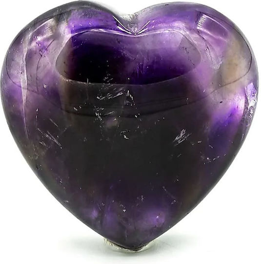Ημιπολύτιμος Λίθος Αμέθυστου Heart Worry Stone Σχήμα Καρδιάς