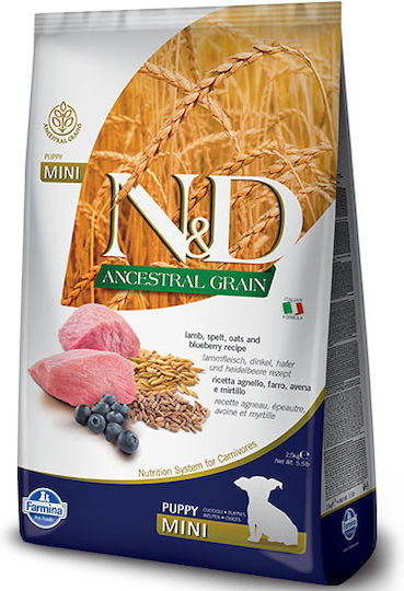 Farmina Ancestral Grain Puppy Mini 2.5kg Dry Food with Few Grains for Small Breed Puppies with Lamb