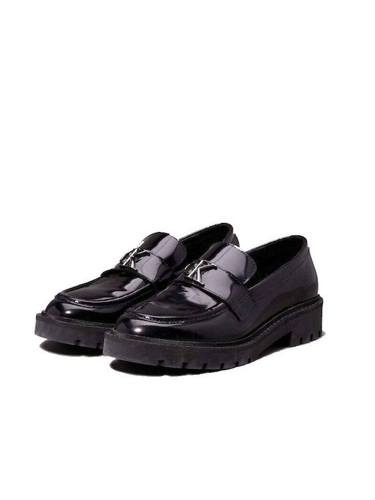 Calvin Klein Leder Damen Loafers in Schwarz Farbe