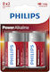 Philips Αλκαλικές Μπαταρίες D 1.5V 2τμχ