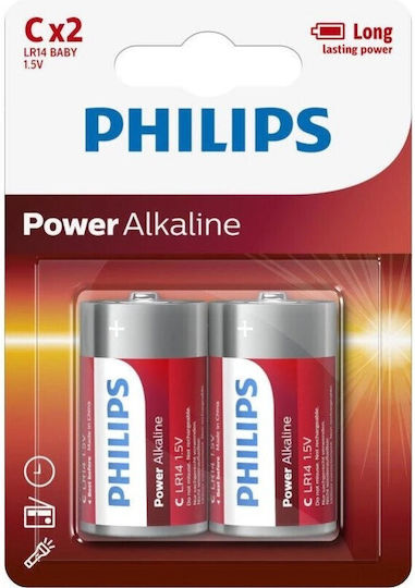 Philips Αλκαλικές Μπαταρίες C 1.5V 2τμχ